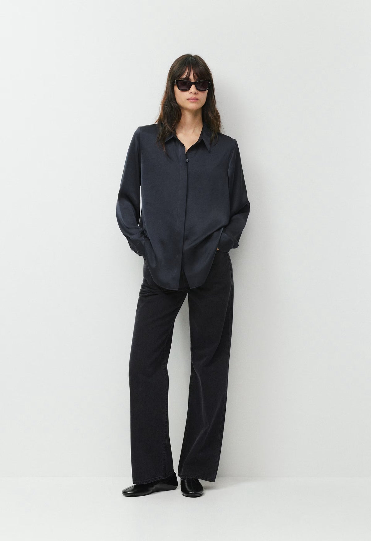 Baker Satin Shirt - DARK NIGHT NAVY