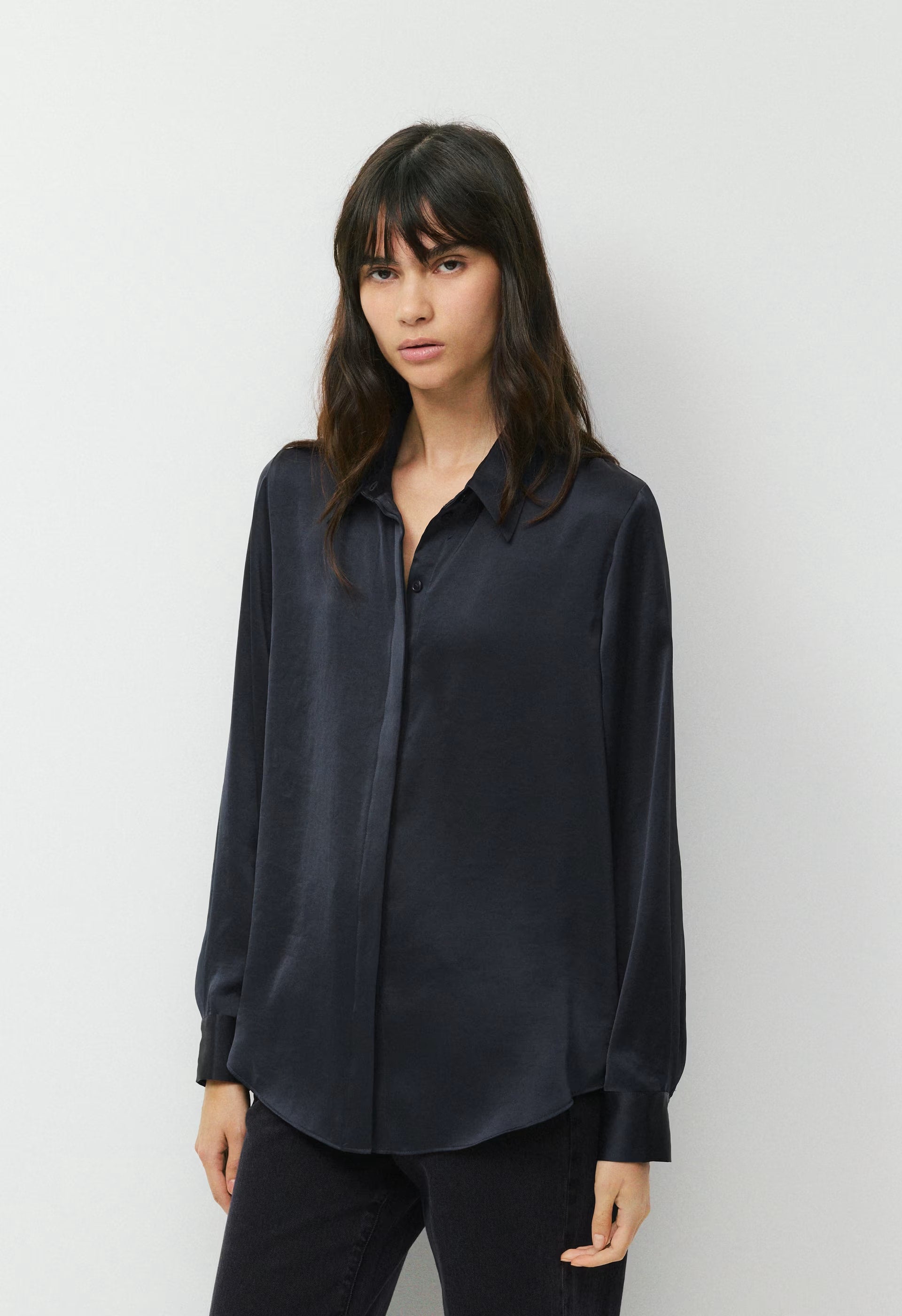 Baker Satin Shirt - DARK NIGHT NAVY