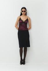 Foxtrot Satin Camisole - GALA PLUM/BLK