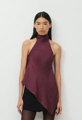 Revel Satin Halter Top - GALA PLUM