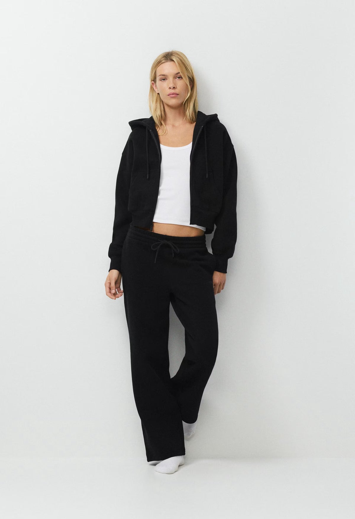 Cozy Sweatfleece Boyfriend Boxy Zip Hoodie - BLACK