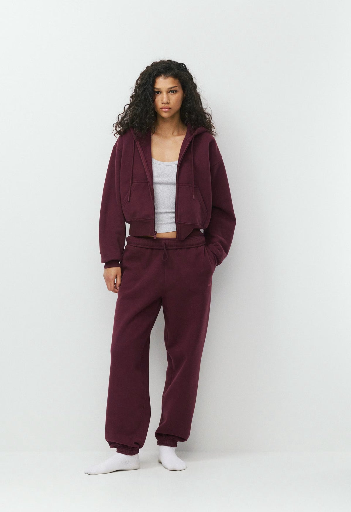 Cozy Sweatfleece Boyfriend Boxy Zip Hoodie - GALA PLUM