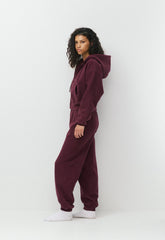 Cozy Sweatfleece Boyfriend Boxy Zip Hoodie - GALA PLUM