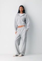 Cozy Sweatfleece Boyfriend Boxy Zip Hoodie - HEATHER CHROME