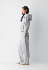 Cozy Sweatfleece Boyfriend Boxy Zip Hoodie - HEATHER CHROME