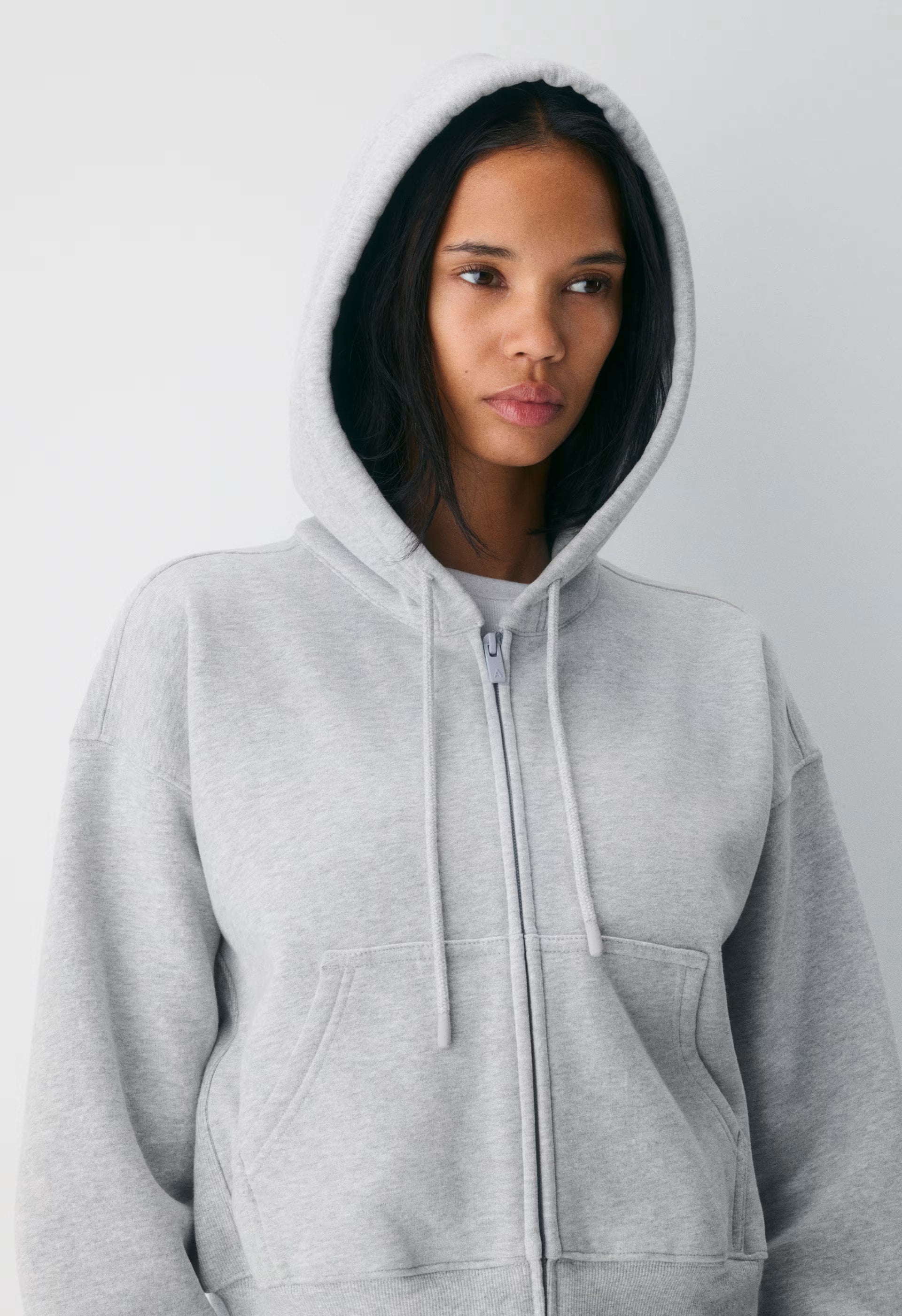 Cozy Sweatfleece Boyfriend Boxy Zip Hoodie - HEATHER CHROME