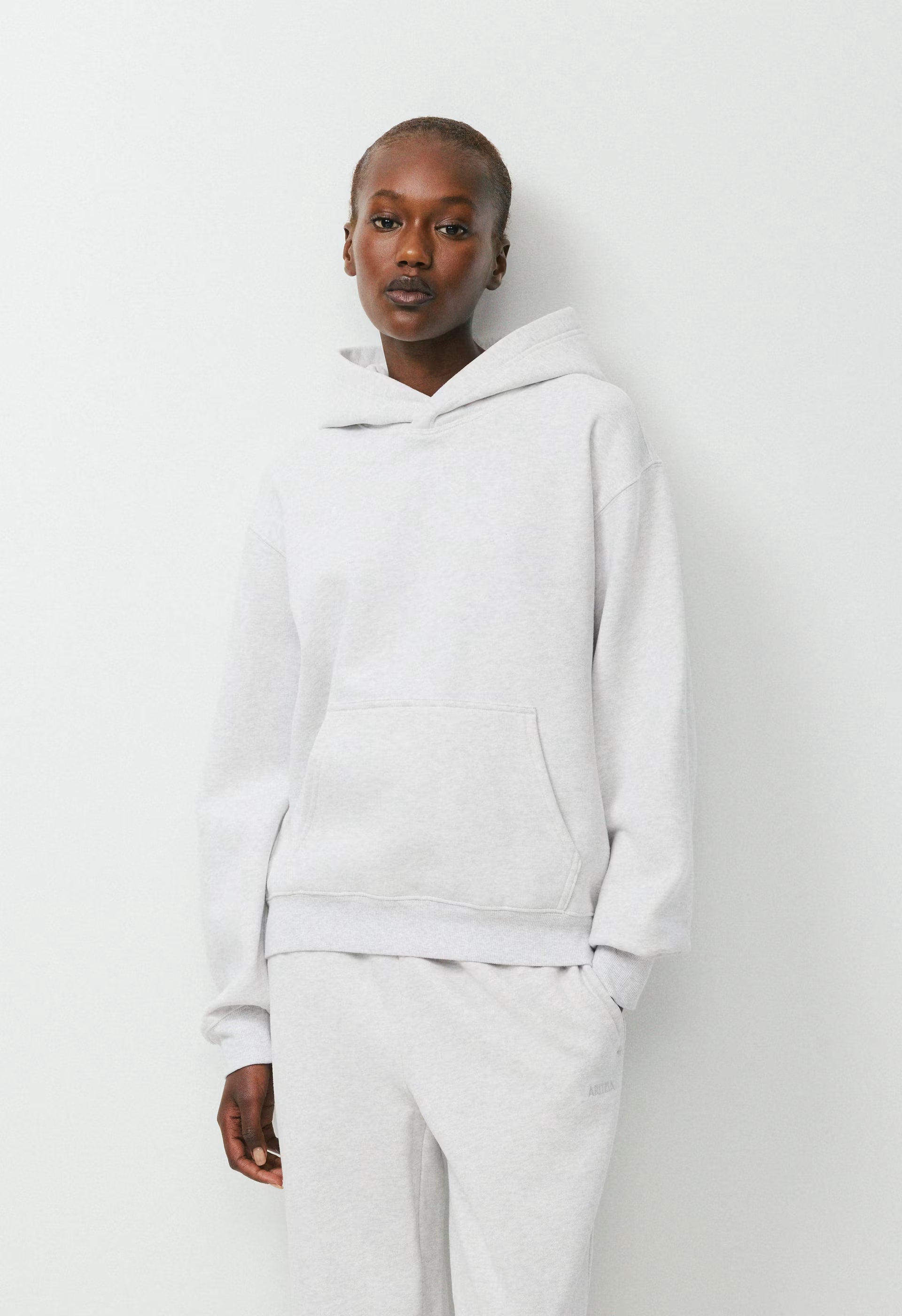 Cozy Sweatfleece Perfect Hoodie - HEATHER CLOUD WHITE