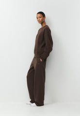 Cozy Sweatfleece Perfect Crew Sweatshirt - RICH MOCHA BROWN