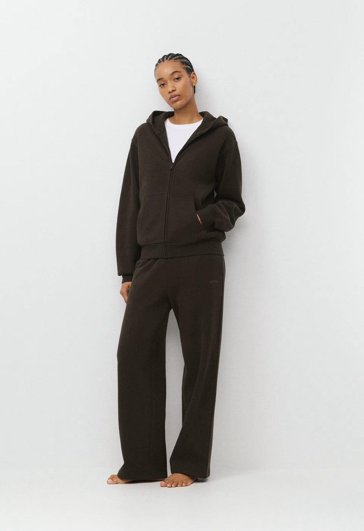 Cozy Sweatfleece Perfect Zip Hoodie - CACAO NIB BROWN