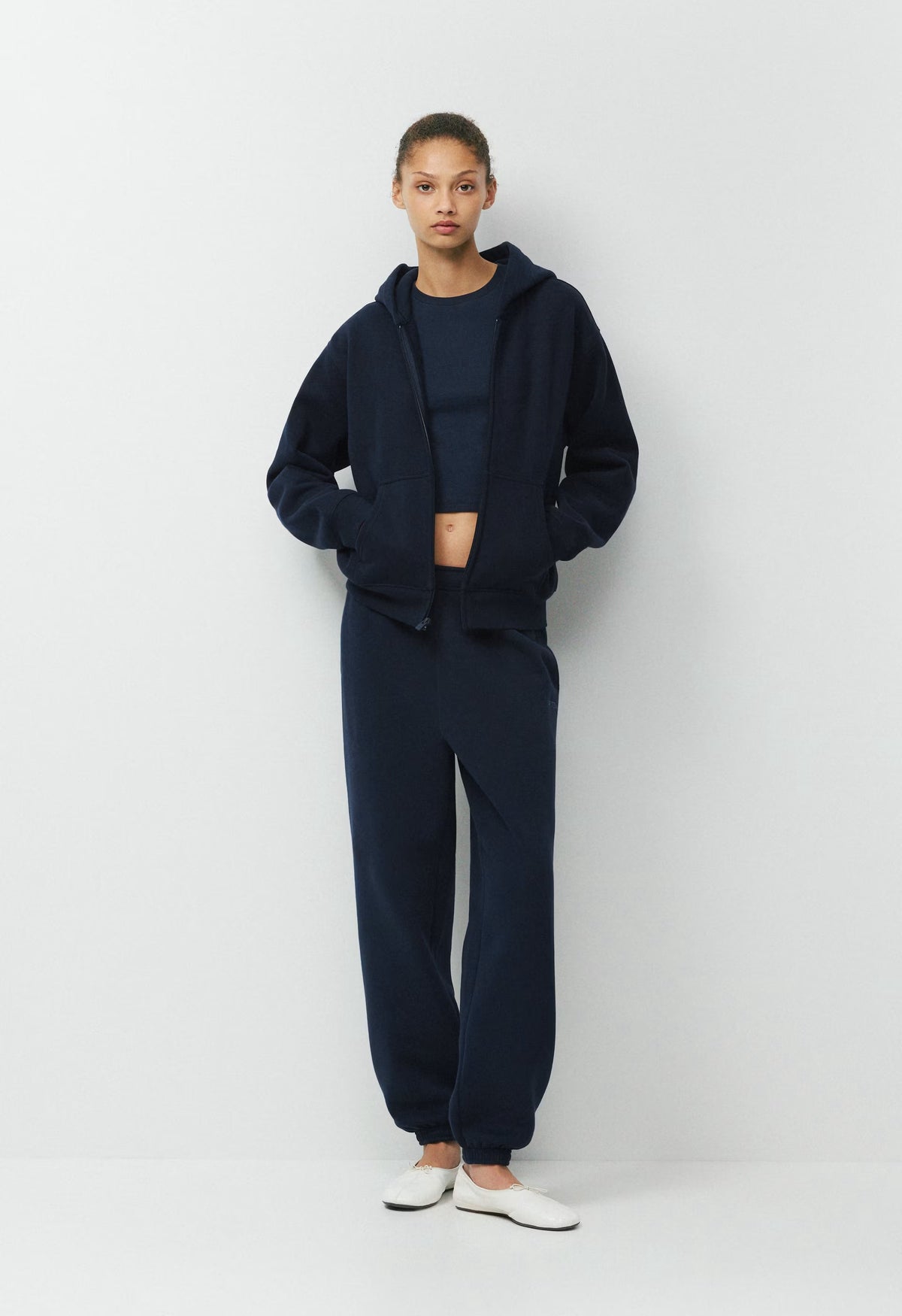 Cozy Sweatfleece Perfect Zip Hoodie - ADMIRAL NAVY