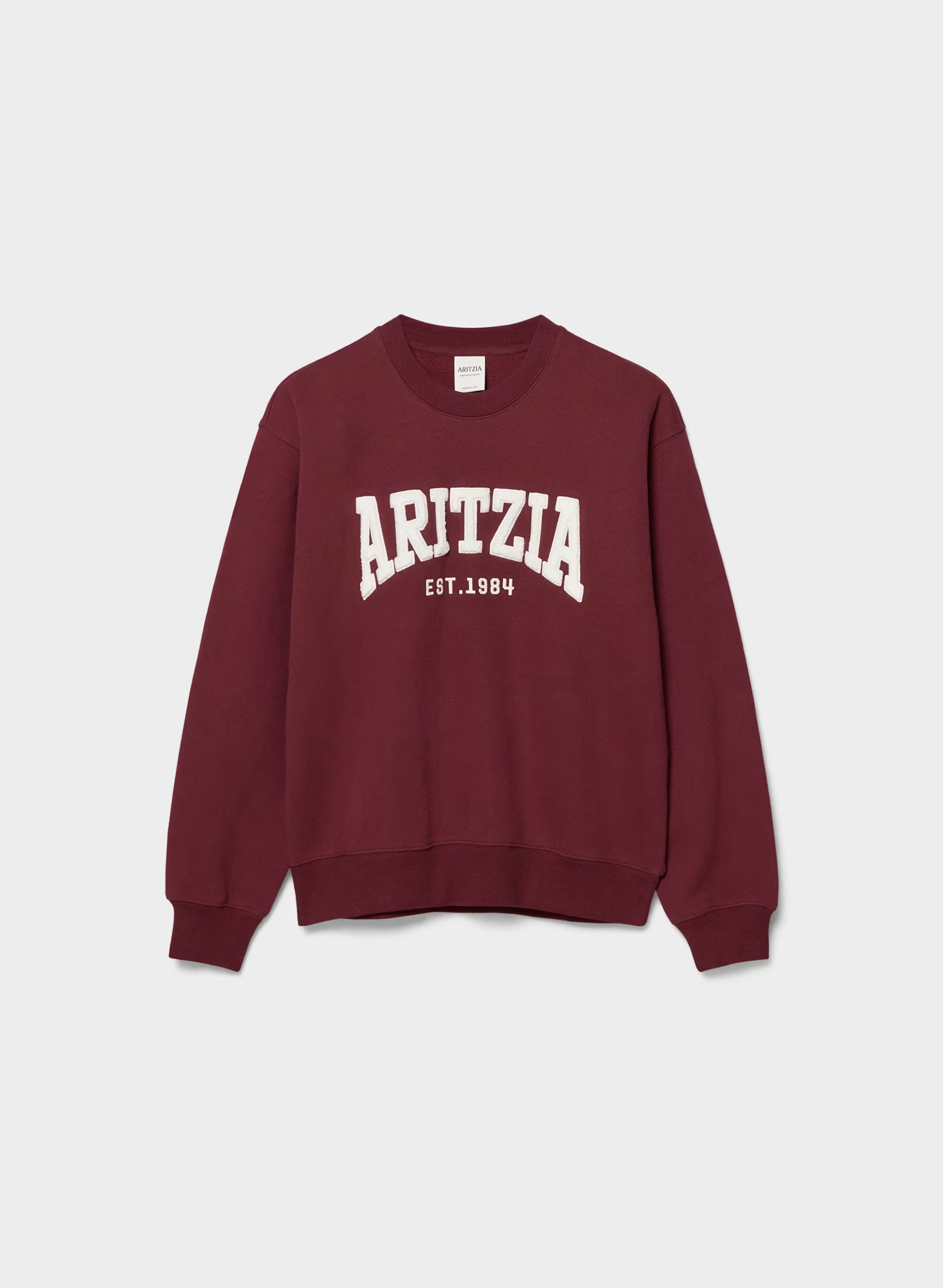 Cozy Sweatfleece Perfect Crew Sweatshirt - SMAC BURGUNDY/LT BIRCH