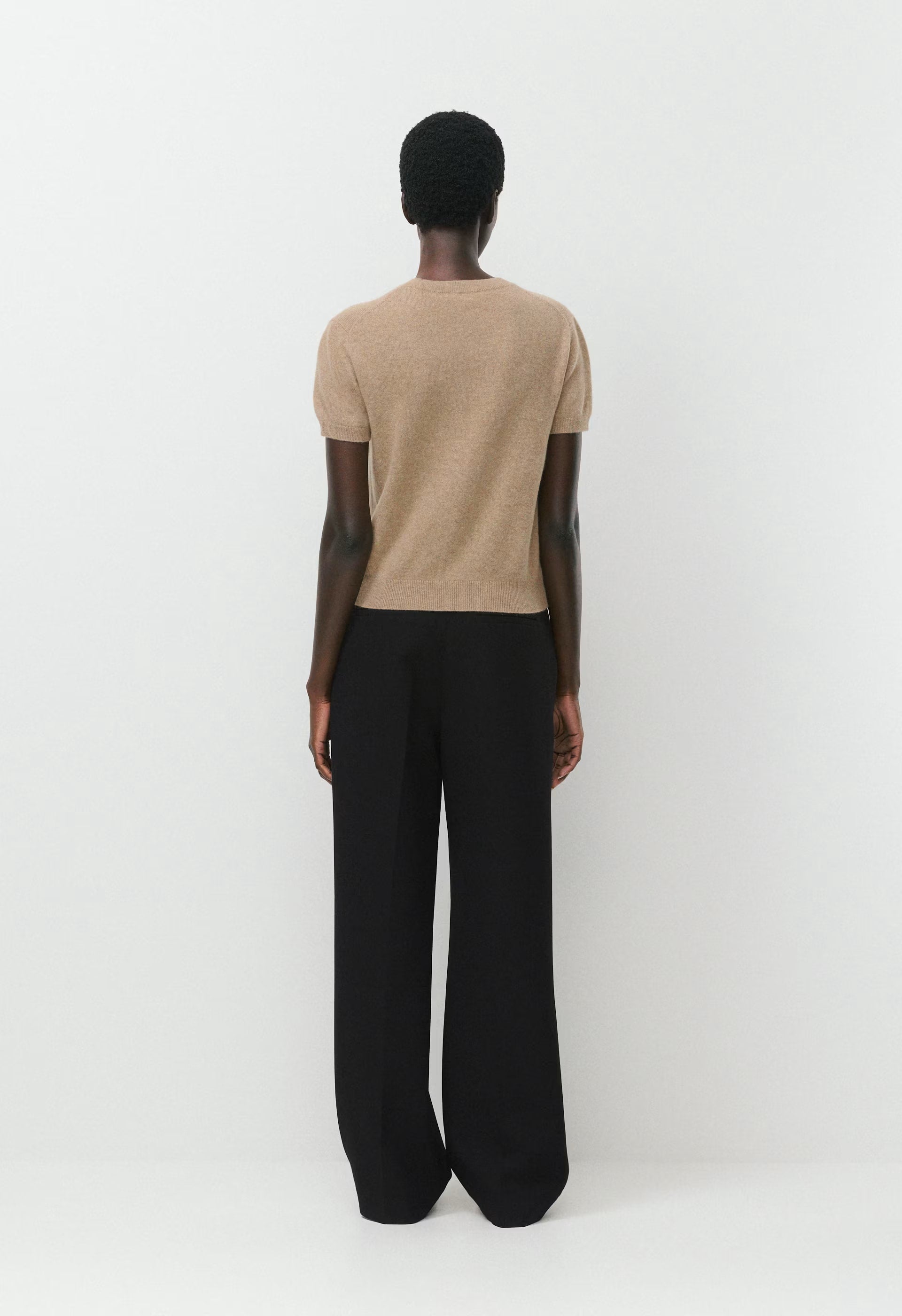 Bare Cashmere Bloor Shortsleeve Sweater - HEATHER NOMAD TAUPE