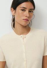 Bare Cashmere Noteworthy Shortsleeve Cardigan - SEASIDE CREAM