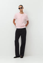 Bare Cashmere Noteworthy Shortsleeve Cardigan - MAGNOLIA