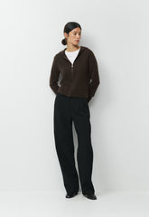 Essential Cashmere Idyllic Zip Hoodie - CACAO NIB BROWN