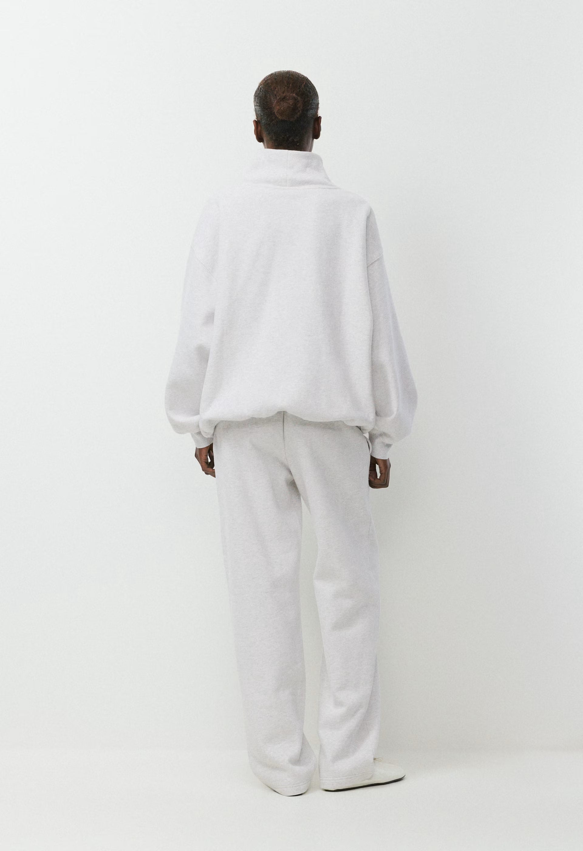 Cozy Sweatfleece Mega Funnel Neck - HEATHER CLOUD WHITE