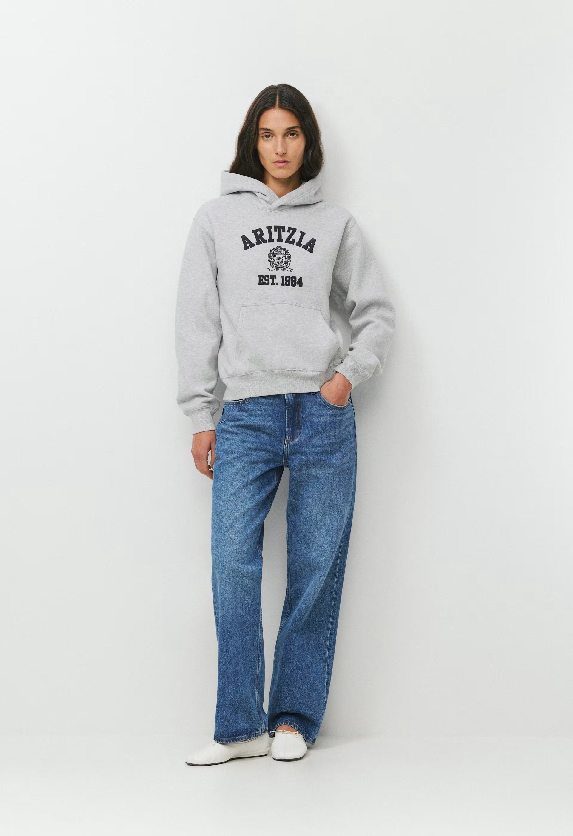 Cozy Sweatfleece Perfect Hoodie - HEATHER CHROME/AD NAVY