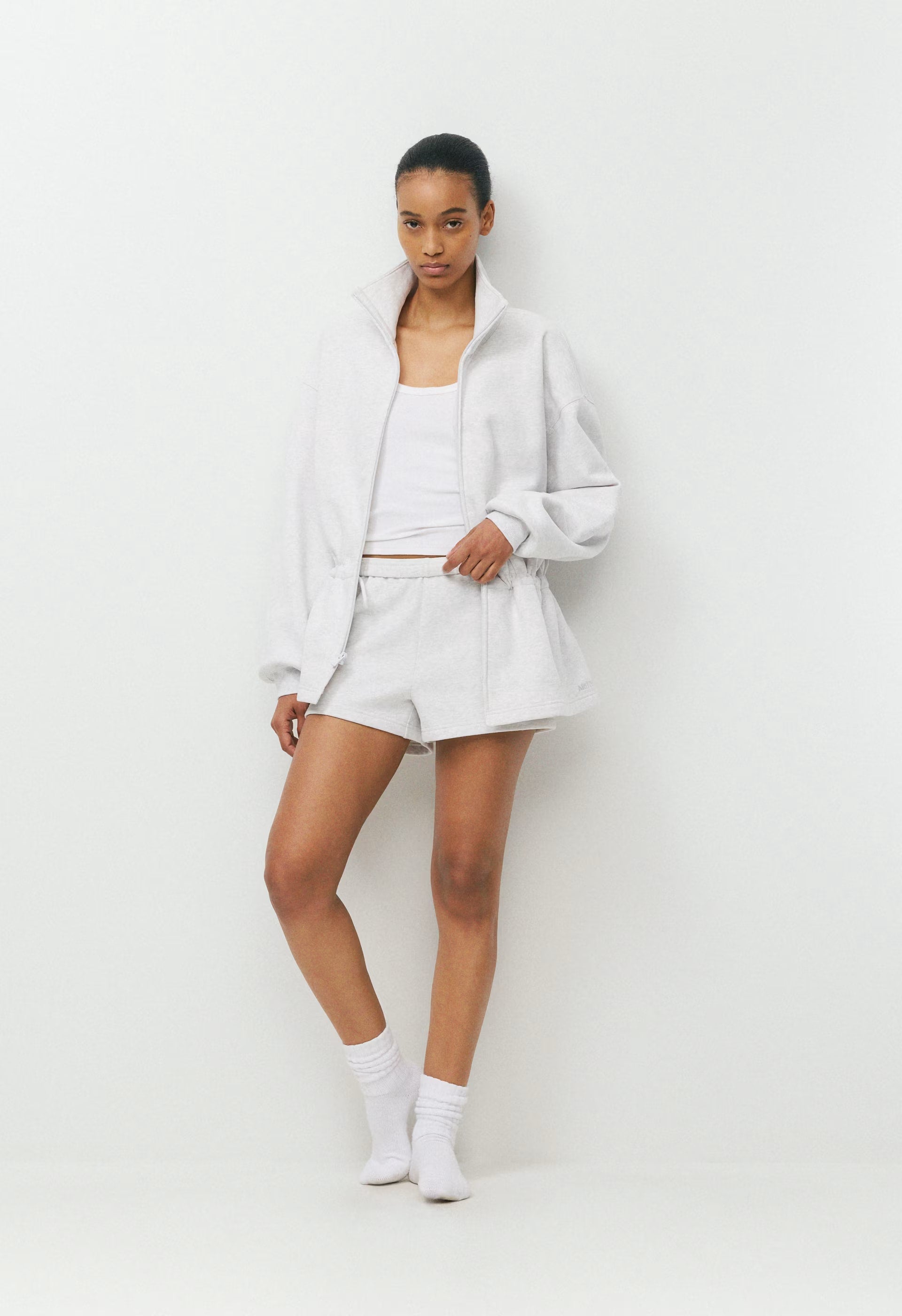 Cozy Sweatfleece Mega Cinch Zip-Up - HEATHER CLOUD WHITE