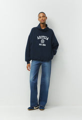 Cozy Sweatfleece Mega Funnel Neck - ADMIRAL NAVY/ WHITE