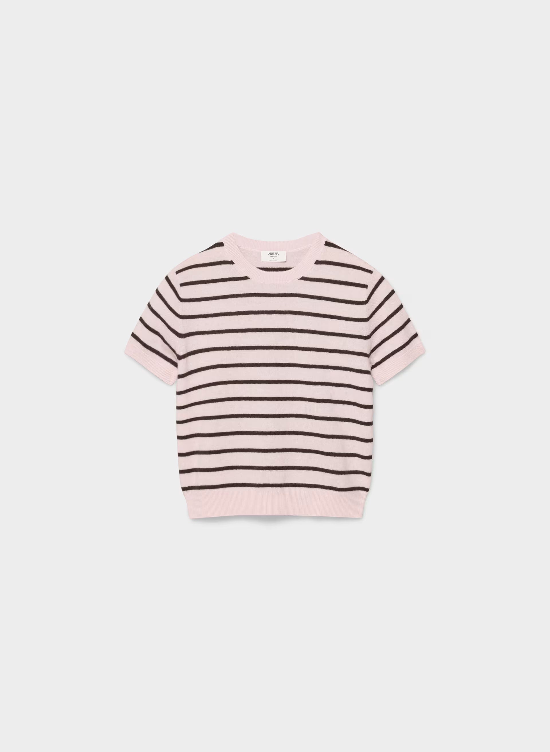 Bare Cashmere Bloor Shortsleeve Sweater - MGNOLIA/CACAO NIB BRWN