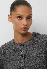 Essential Wool Cashmere London Cardigan - BLK/HTR LIGHT GREY
