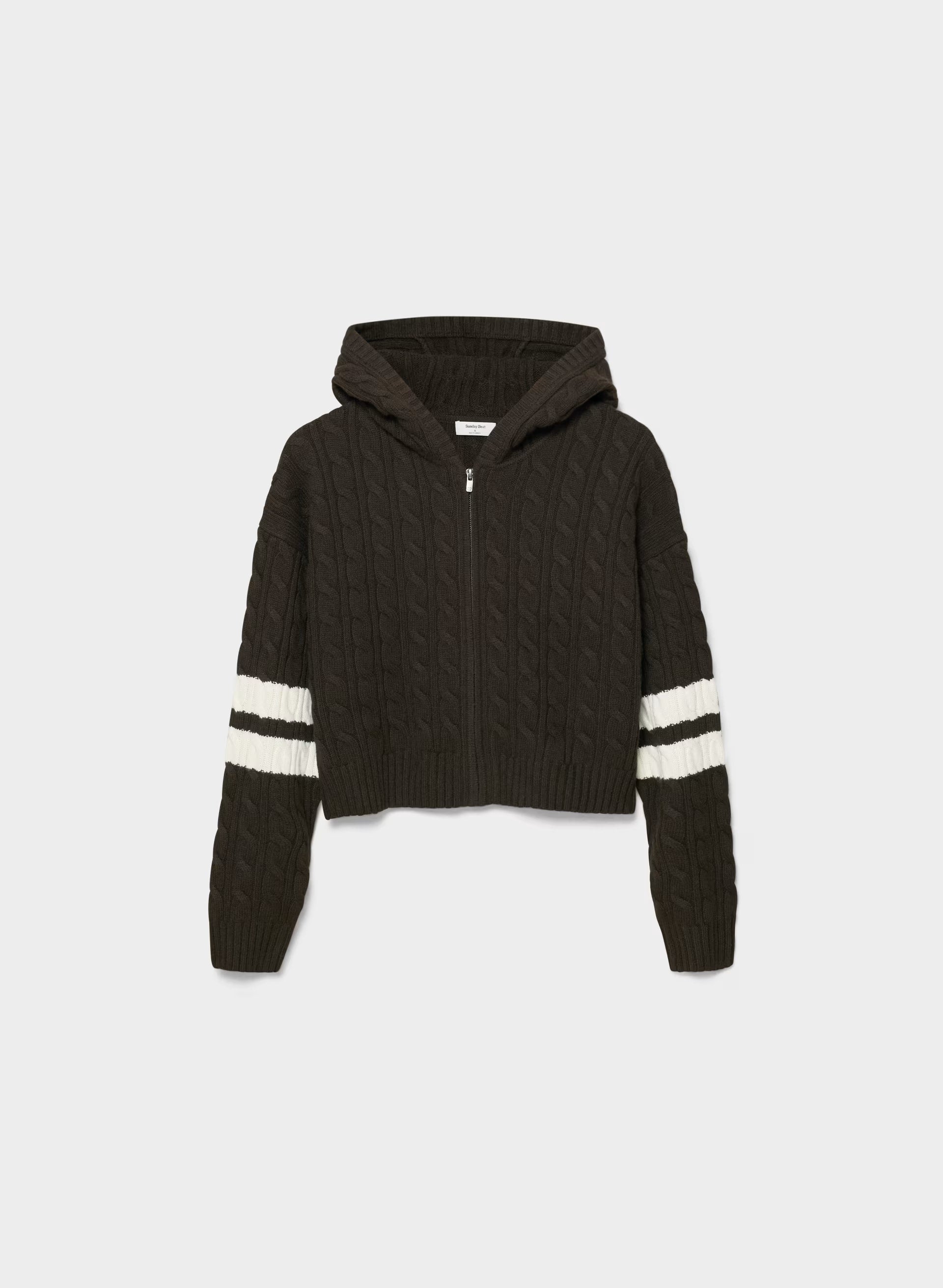 Octavia Zip Hoodie - CACAO NB BROWN/W WHITE