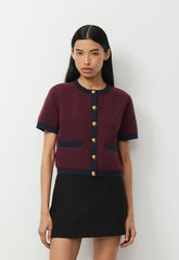 Approach Shortsleeve Cardigan - Wonder Yarn - GL PLM/DK NGHT NVY