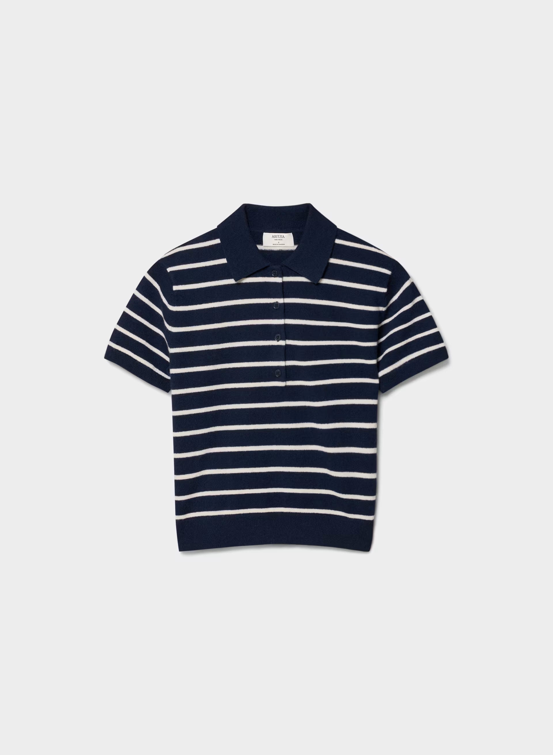 Bare Cashmere Cellini Shortsleeve Sweater - ADMIRAL NVY/LT BIRCH