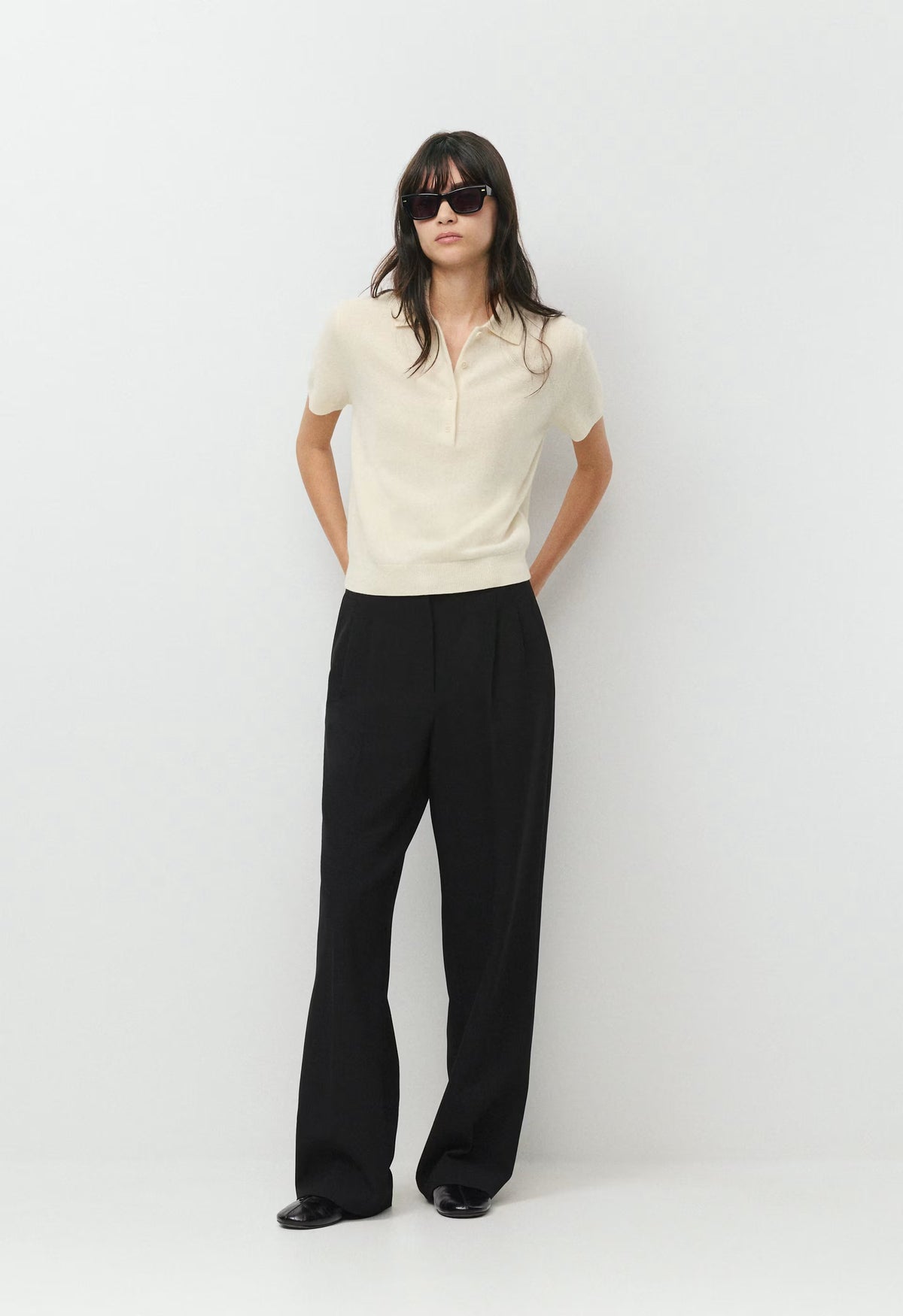Bare Cashmere Cellini Shortsleeve Sweater - SEASIDE CREAM