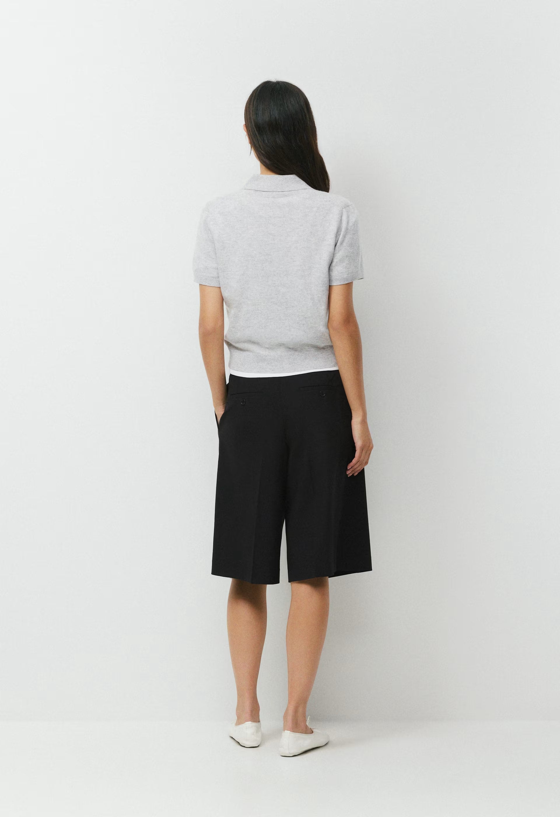 Bare Cashmere Cellini Shortsleeve Sweater - HEATHER CHROME