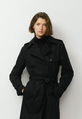 The Finch Mid Trench Coat - City Twill - BLACK