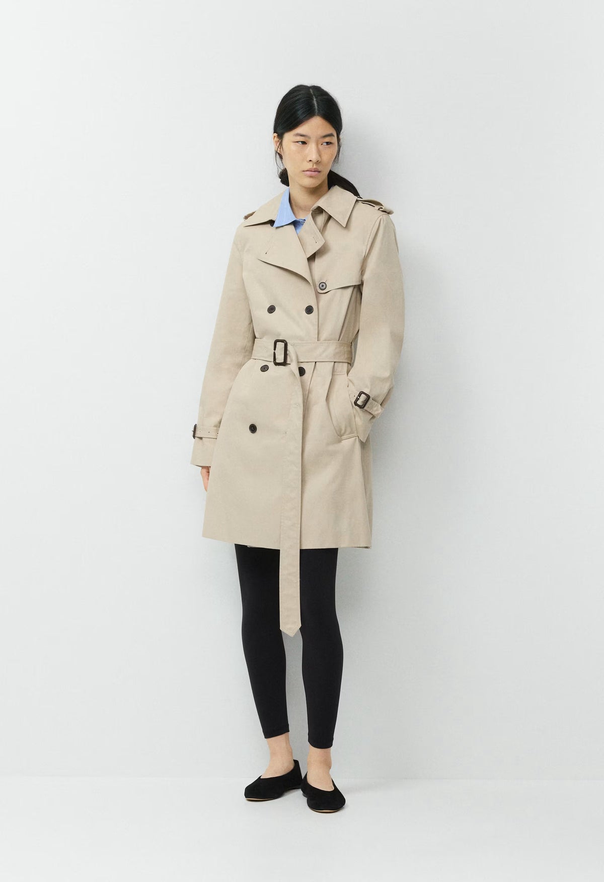 The Finch Mid Trench Coat - City Twill - MARCONA BEIGE