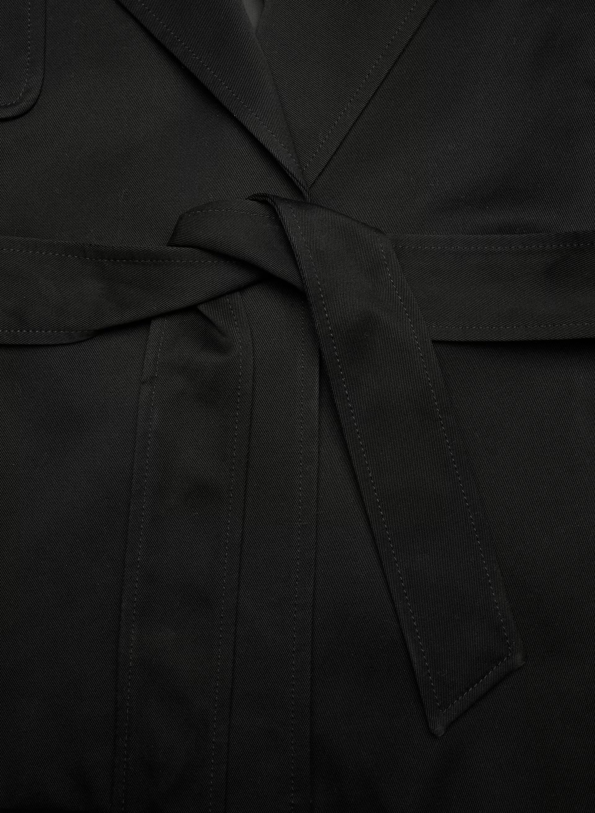 The Davis Short Trench Coat - Rich Twill - BLACK