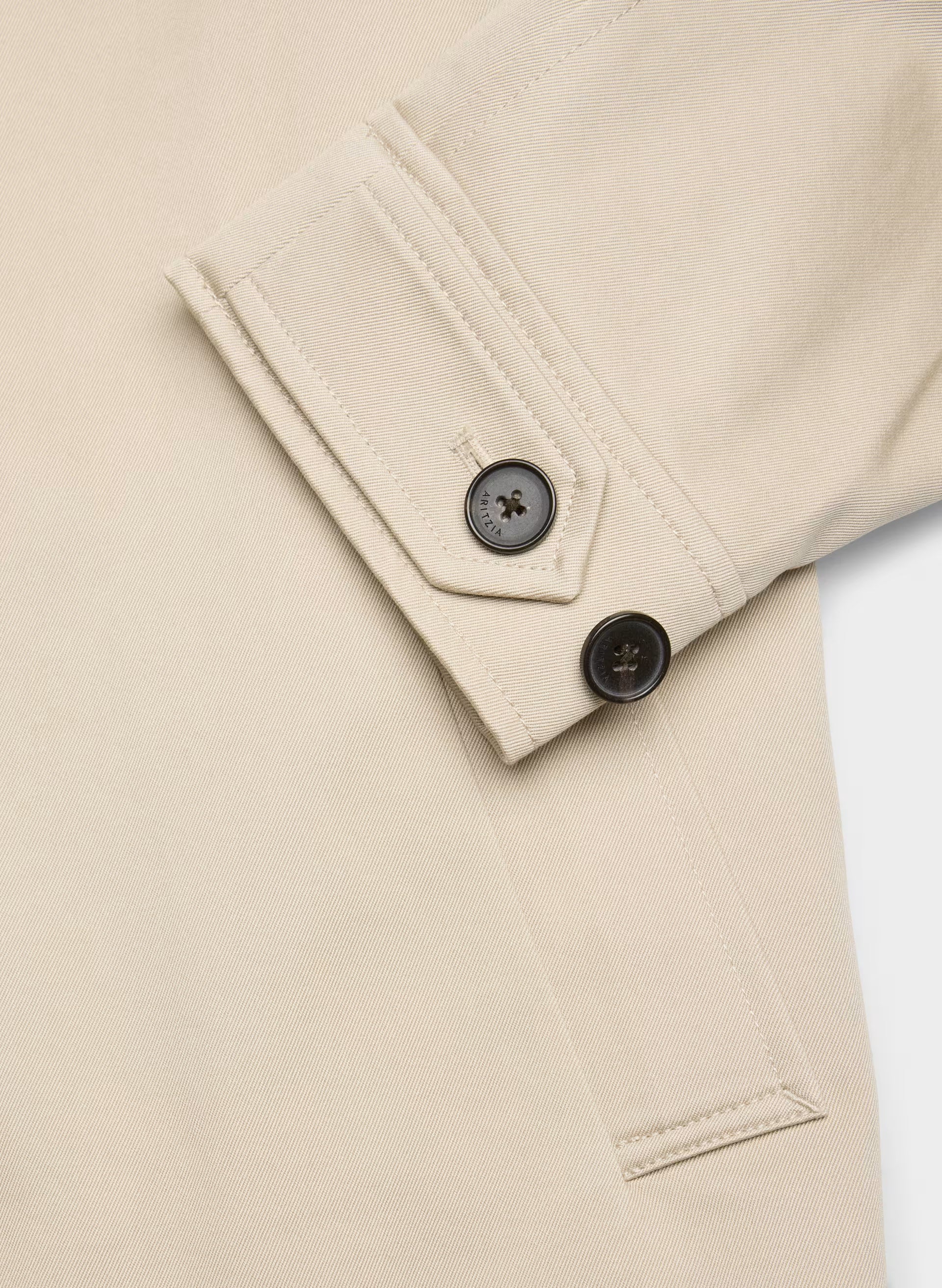 The Davis Short Trench Coat - Rich Twill - MARCONA BEIGE