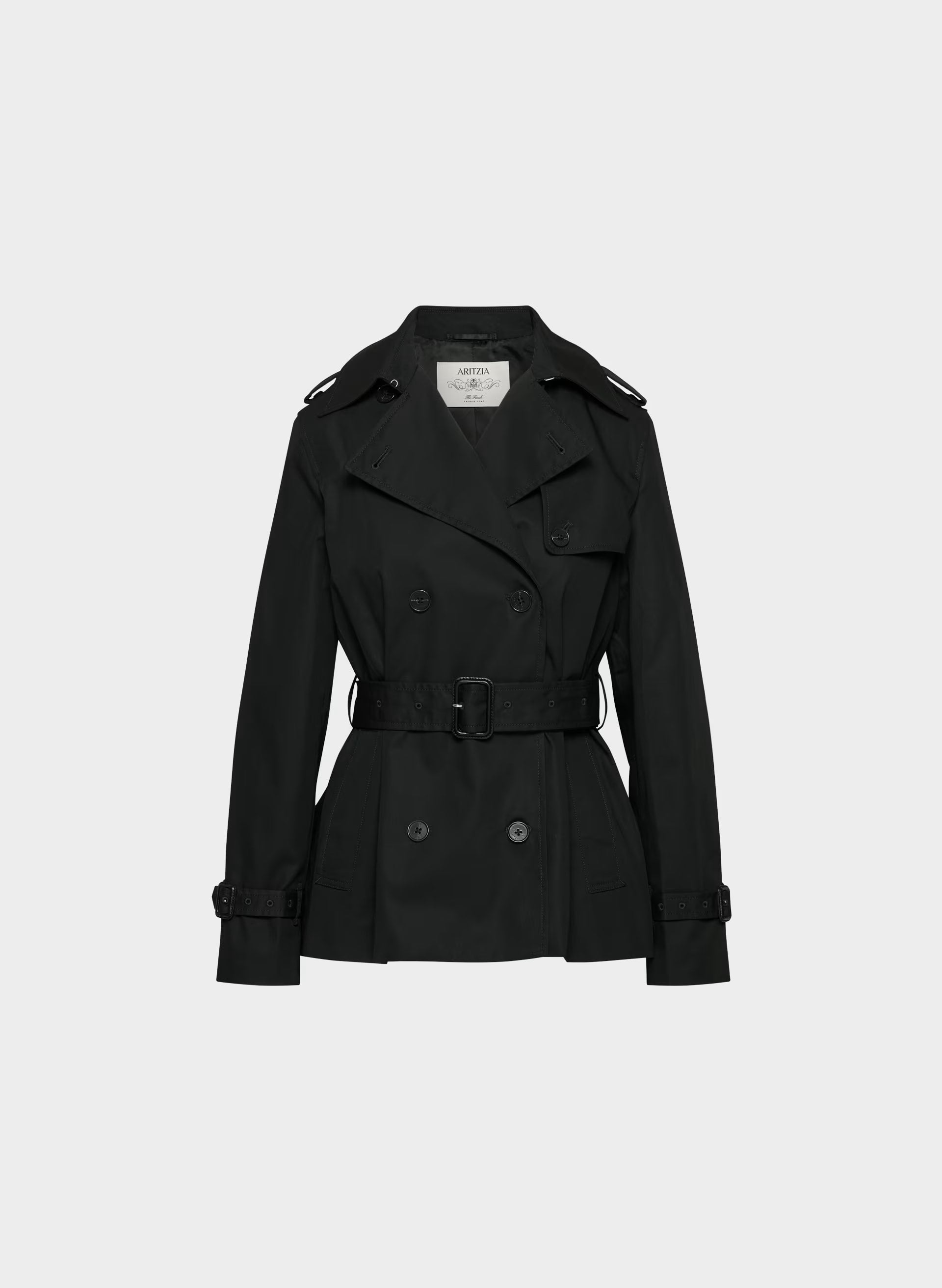 The Finch Short Trench Coat - City Twill - BLACK