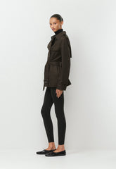 The Finch Short Trench Coat - City Twill - CACAO NIB BROWN