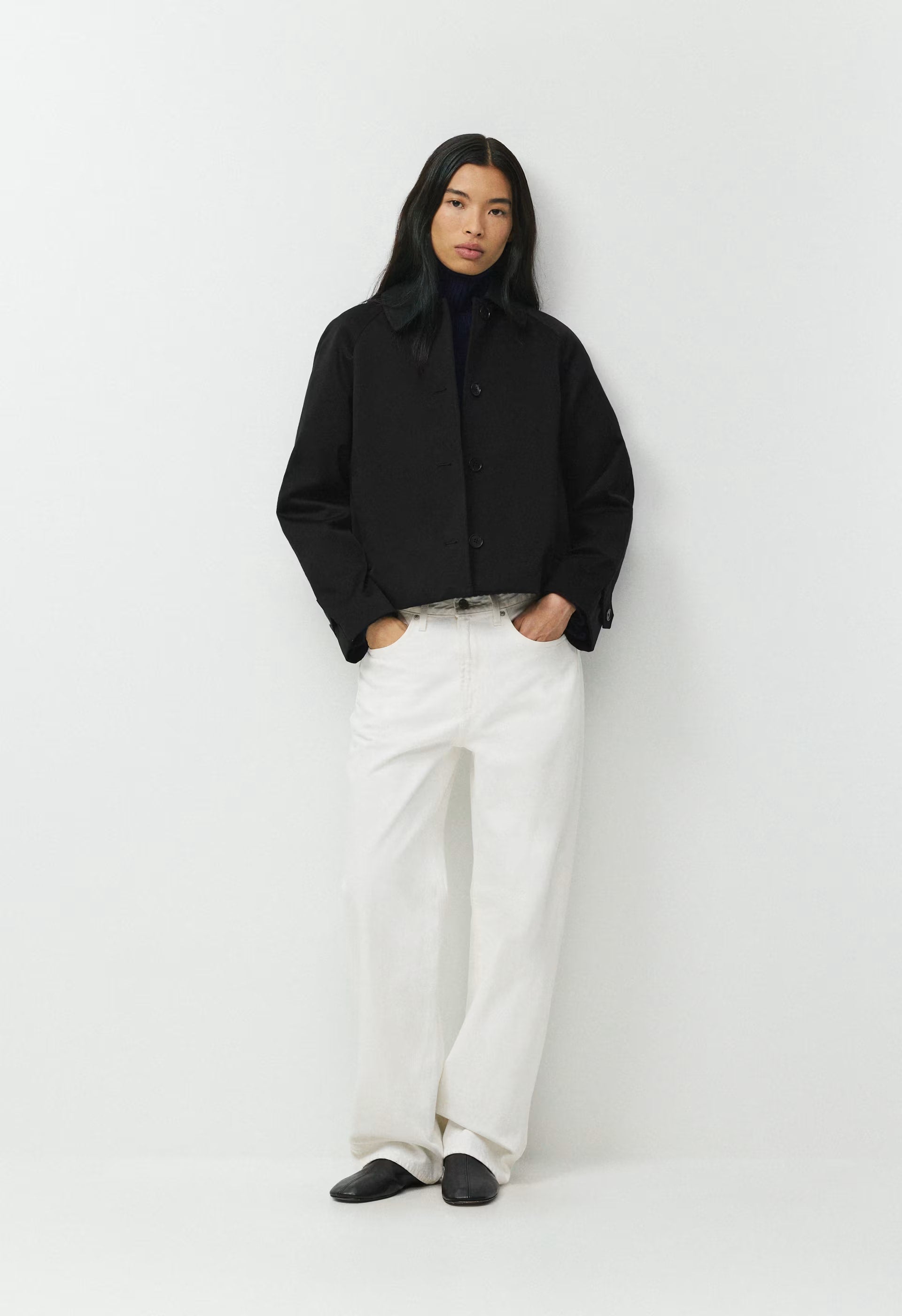 The Regent Short Trench Coat - Rich Twill - BLACK
