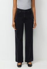 Denim Forum The Farrah Hi-Rise Wide Jean - BLACK EYELINER