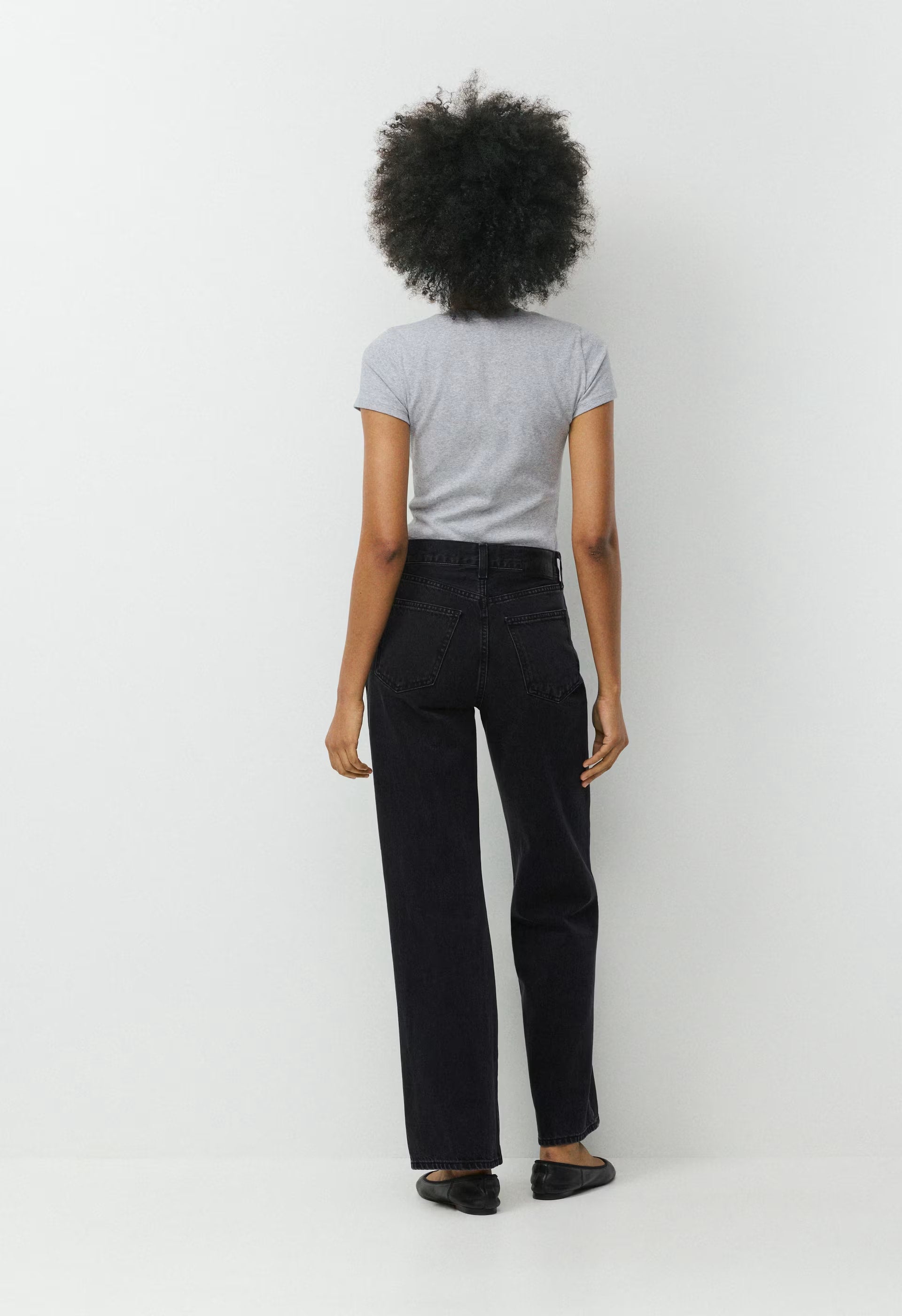 Denim Forum The Farrah Hi-Rise Wide Jean - BLACK EYELINER