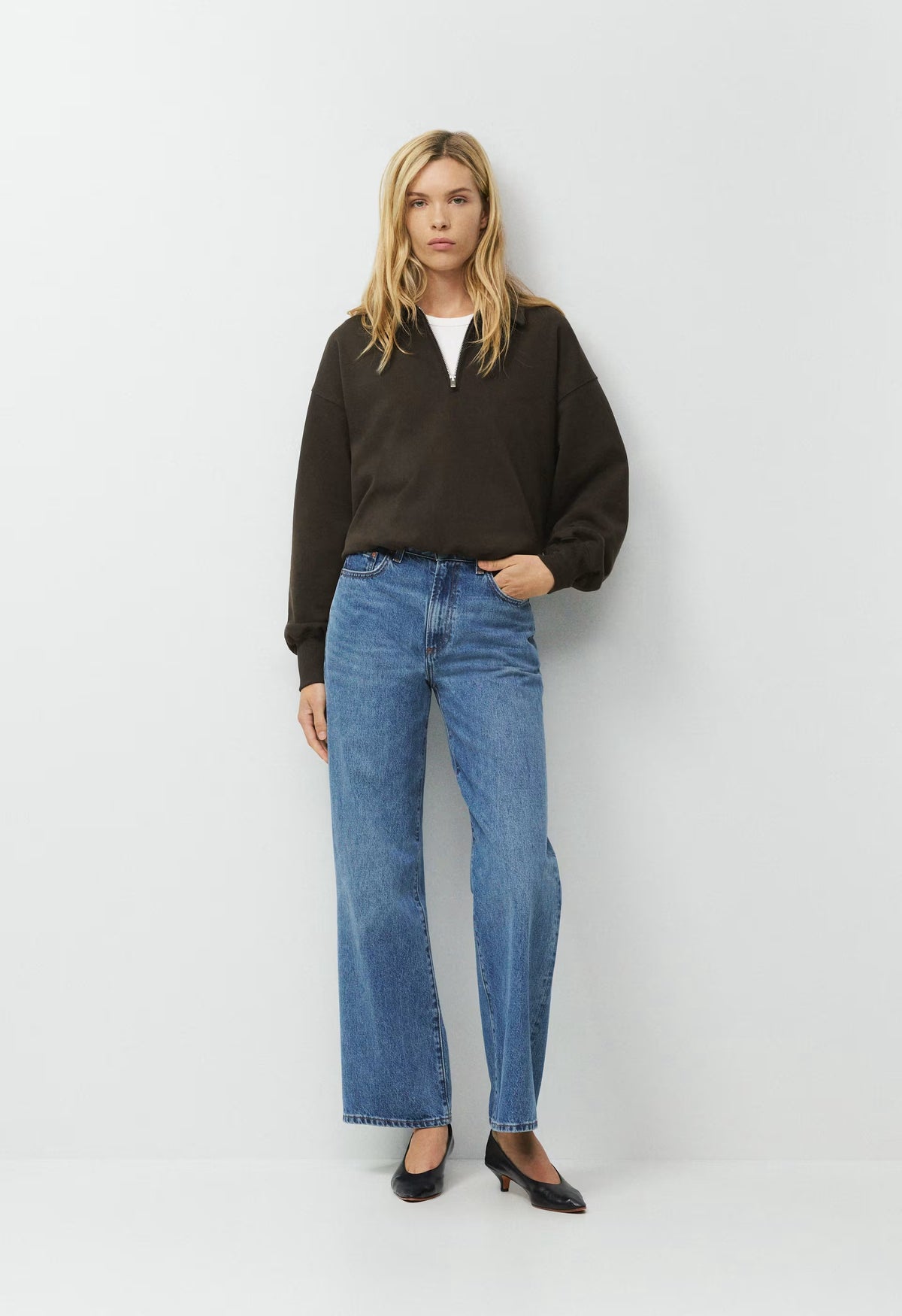 Denim Forum The Farrah Hi-Rise Wide Jean - 5 YRS KISS N TELL BLEU