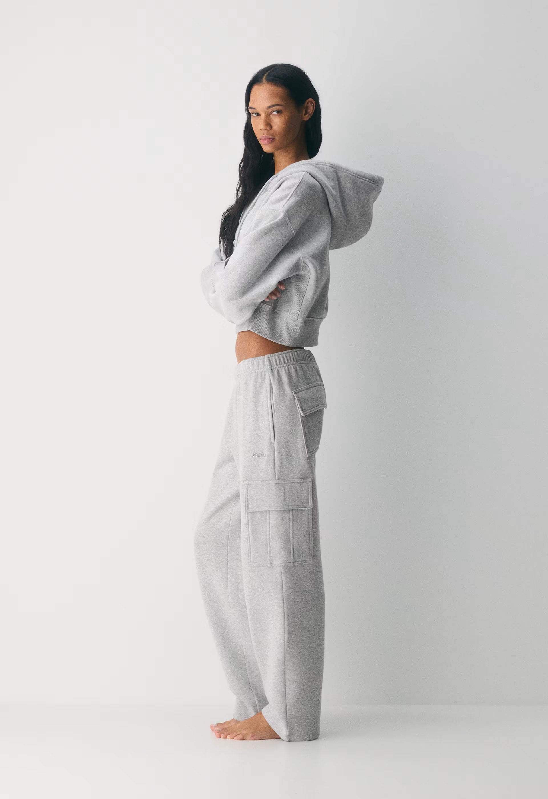 Cozy Sweatfleece Mega Cargo™ Sweatpant - HEATHER CLOUD WHITE