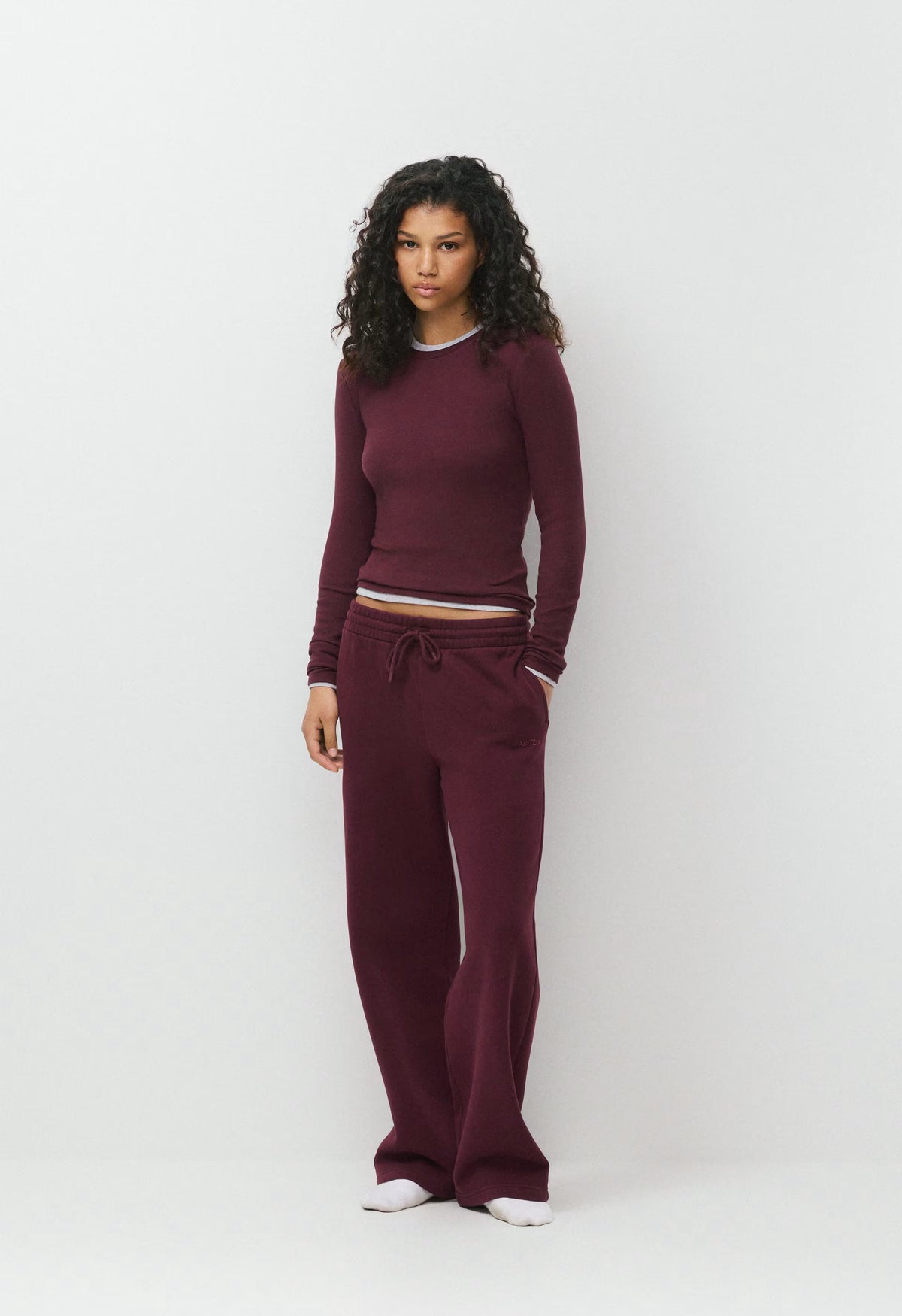 Cozy Sweatfleece Boyfriend Wide Sweatpant - GALA PLUM