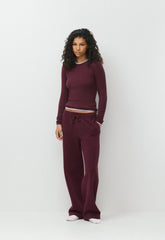 Cozy Sweatfleece Boyfriend Wide Sweatpant - GALA PLUM