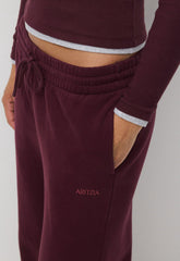Cozy Sweatfleece Boyfriend Wide Sweatpant - GALA PLUM