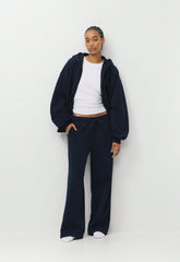 Cozy Sweatfleece Boyfriend Wide Sweatpant - ADMIRAL NAVY