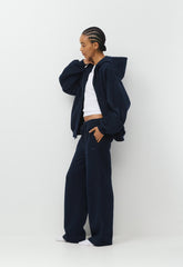 Cozy Sweatfleece Boyfriend Wide Sweatpant - ADMIRAL NAVY