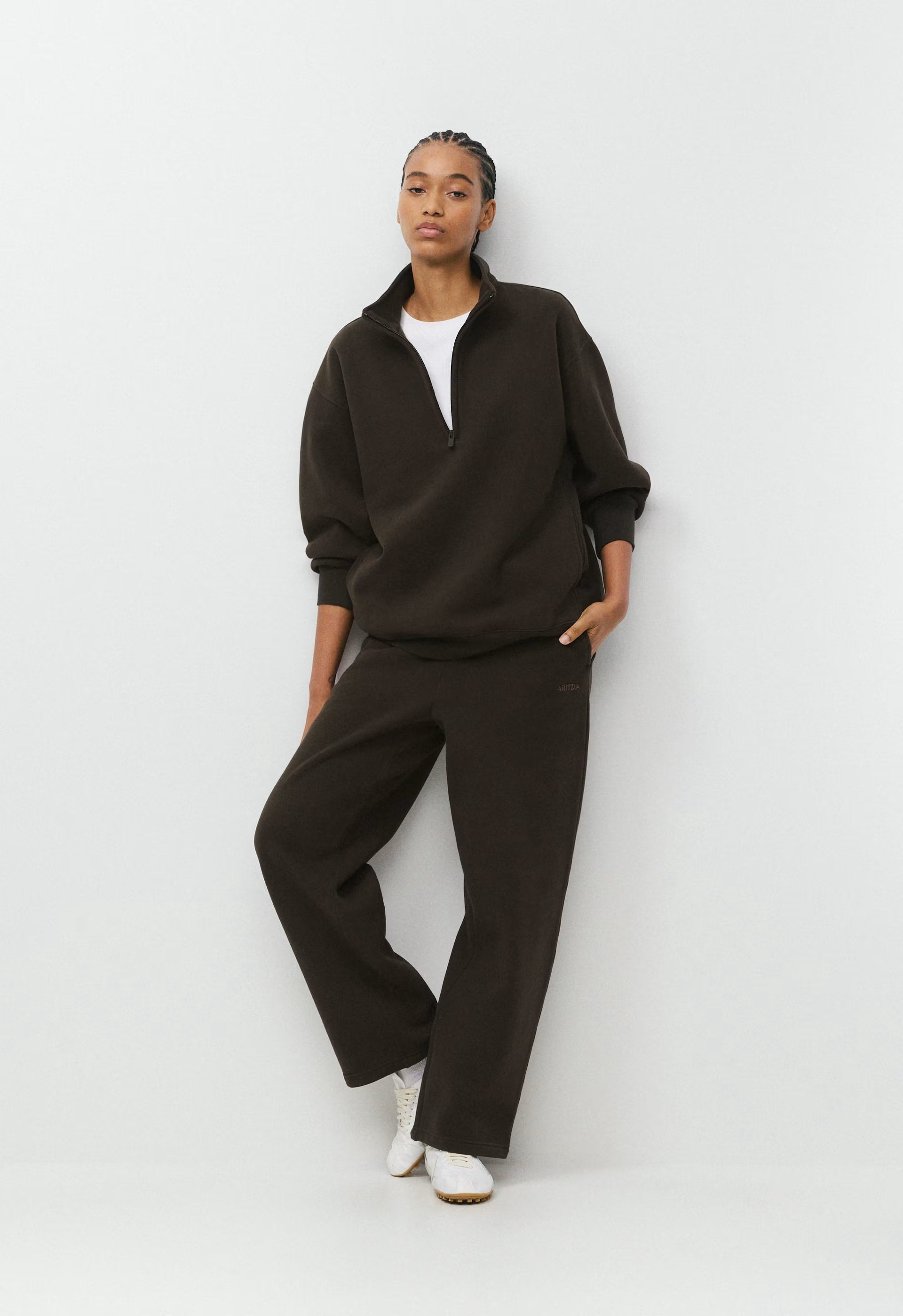 Cozy Sweatfleece Boyfriend Barrel Sweatpant - CACAO NIB BROWN