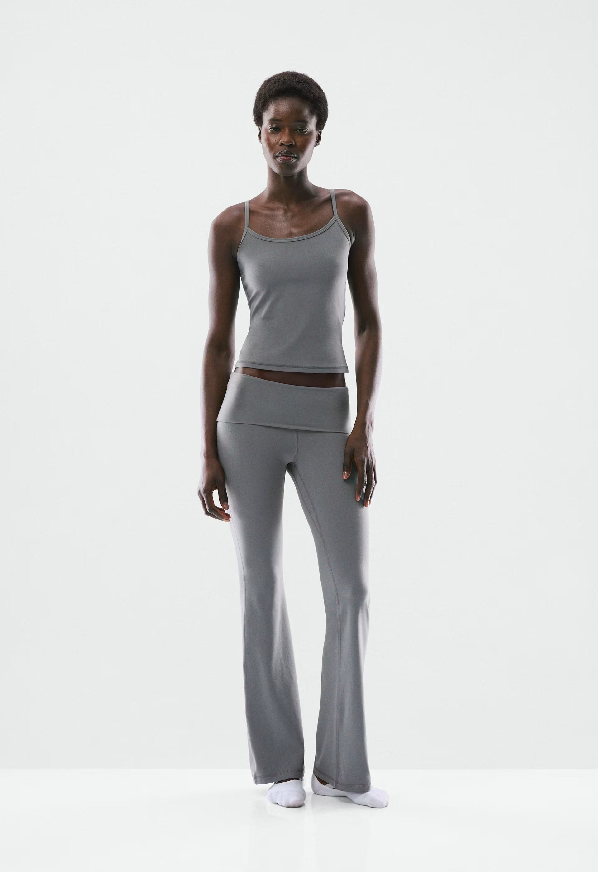 BUTTER Foldover Flare 32" Legging - DARK GREY