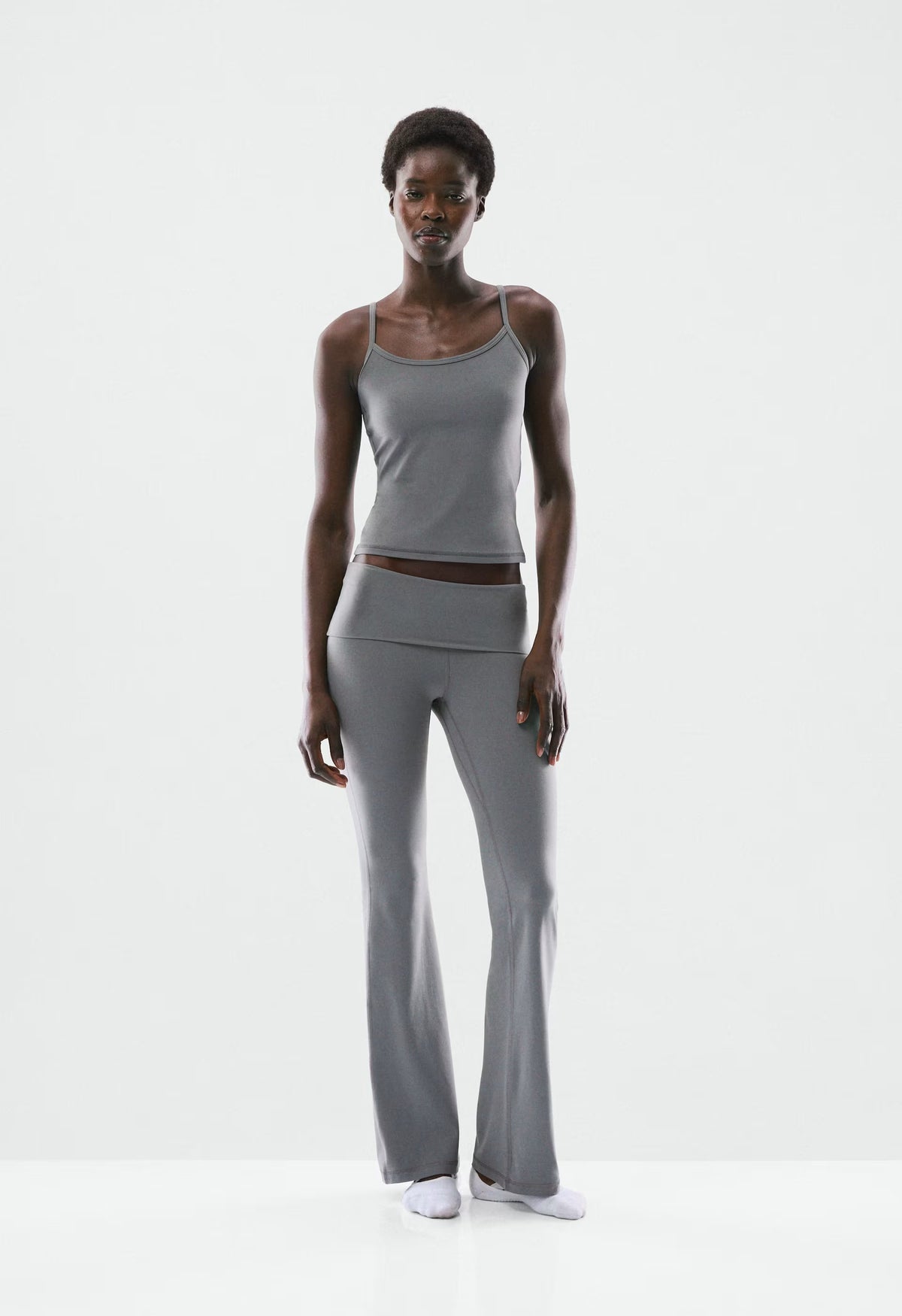 BUTTER Foldover Flare 32" Legging - DARK GREY