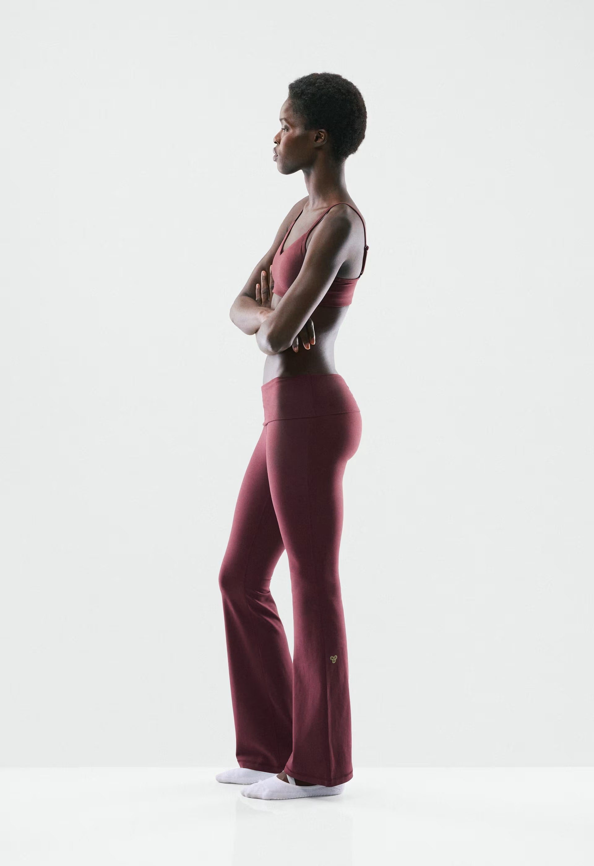 BUTTER Foldover Flare 32" Legging - GALA PLUM